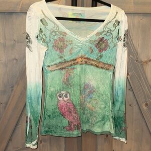 Butter Women's Multicolor V-Neck Long Sleeve Top